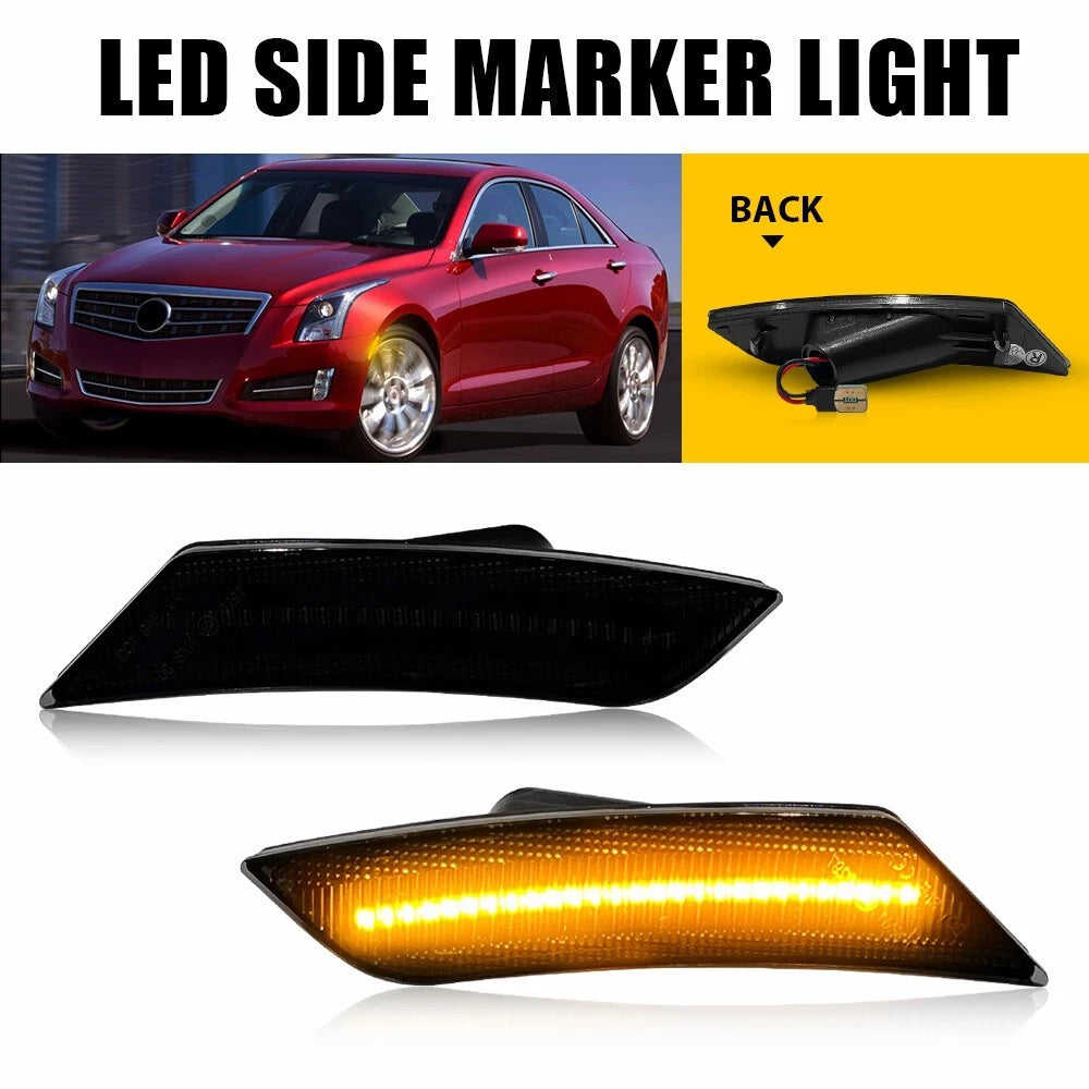 2X Amber LED Smoke Lens Side Marker Signal Light for Cadillac XT5 (2017–2024)