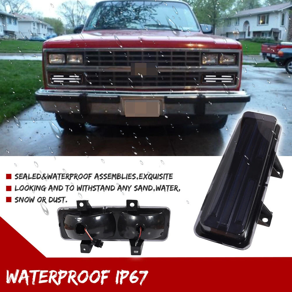 LED Smoke Lens Front Turn Signal Lights Kit for Chevy GMC Van Truck