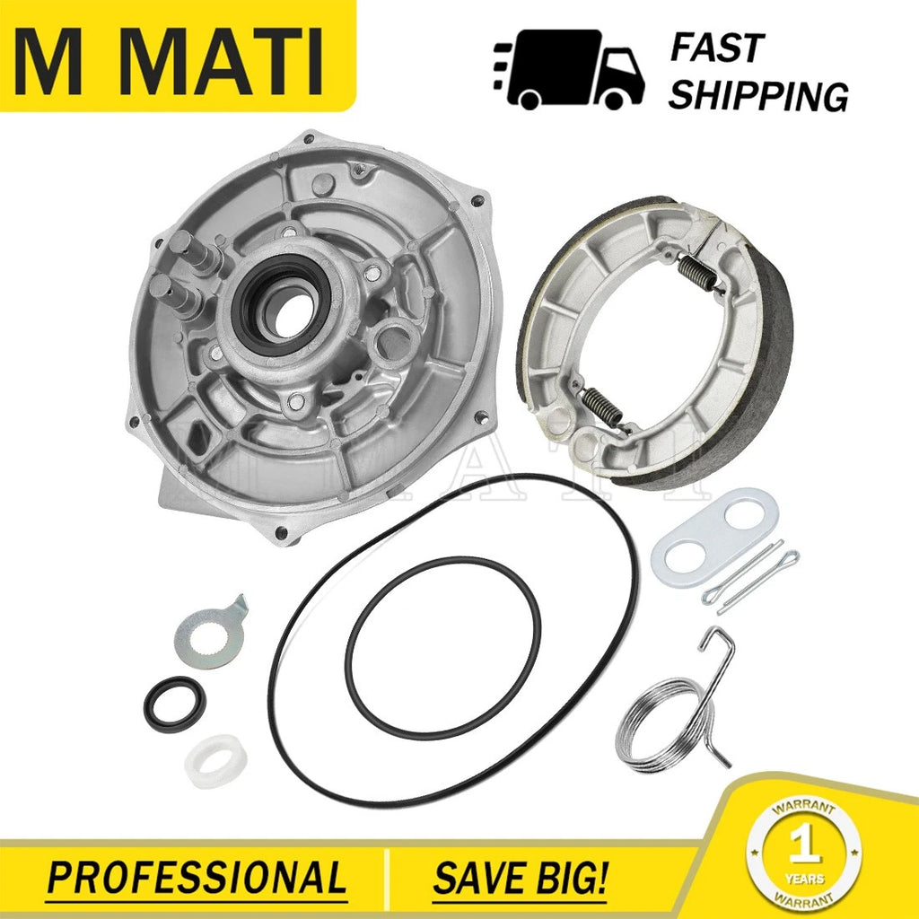 Rear Brake Backing Plate w/Shoes Kit for Honda Rancher 420, Foreman 500, 520 (2014–2024)