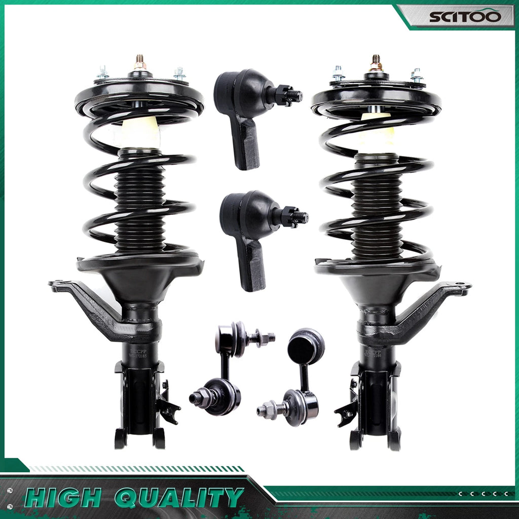 6pc Front Strut Coil Spring Sway Bar Tie Rod Kit for Honda Civic (2003–2005)