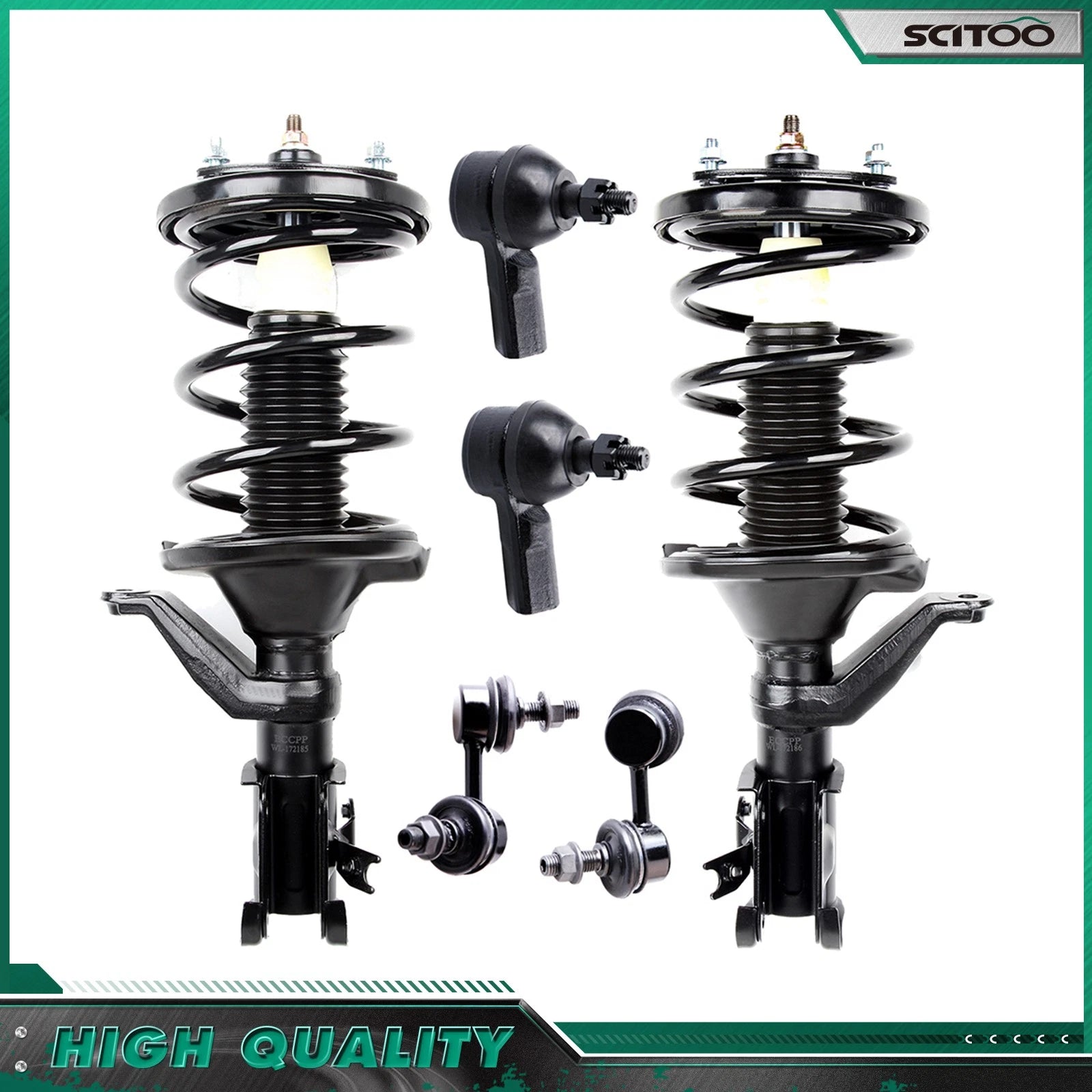 6pc Front Strut Coil Spring Sway Bar Tie Rod Kit for Honda Civic (2003–2005)