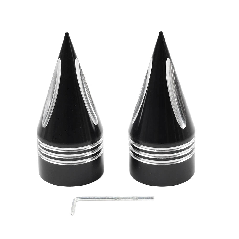 2pcs Black & White Spike Front Axle Cap Nut for Harley Touring Dyna Sportster (1200)