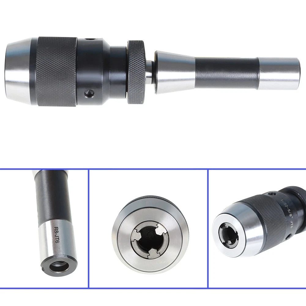 Keyless Heavy Duty Drill Chuck 1/32"-5/8" for R8 Shank Adapter