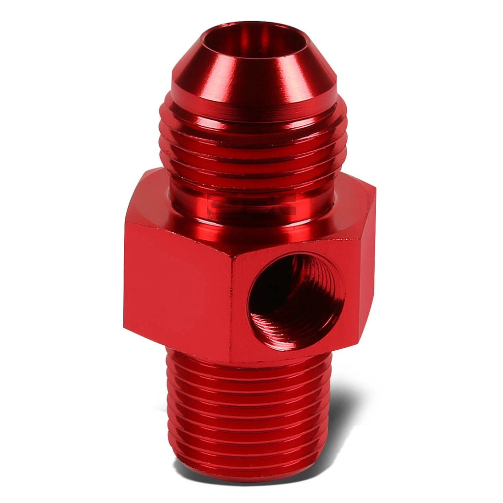 Red 8-AN Flare to 1/2" NPT Fitting Coupler Adapter with 1/8" Port