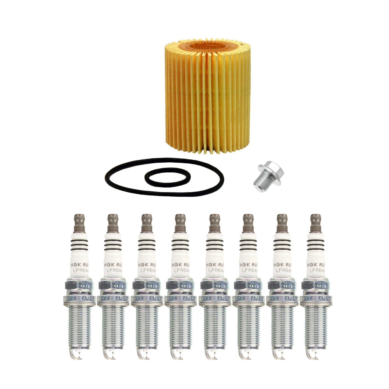 Wix Engine Oil Filter & NGK 8 Ruthenium HX Spark Plugs for GS460 LS460 LS600 (2007–2017)