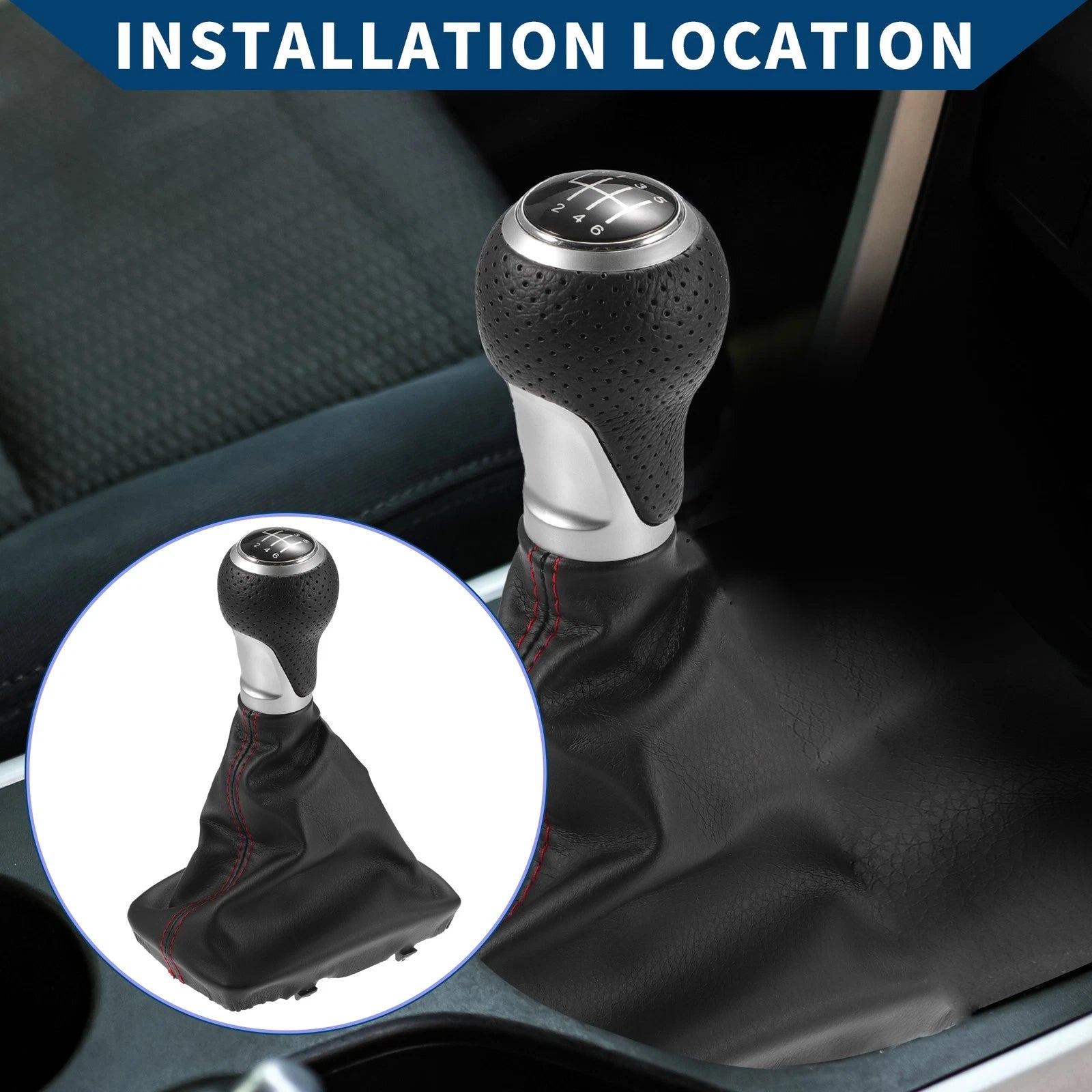6 Speed Gear Shift Knob with Dust Cover for Audi A4 S4 (2007–2015) Faux Leather Black