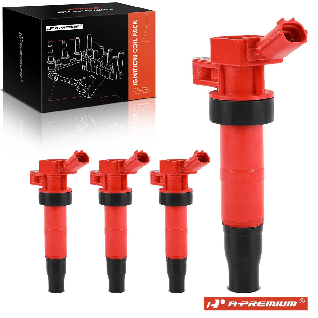 Set of 4 Red Ignition Coils for Hyundai Sonata Santa Fe Kia Optima Sorento