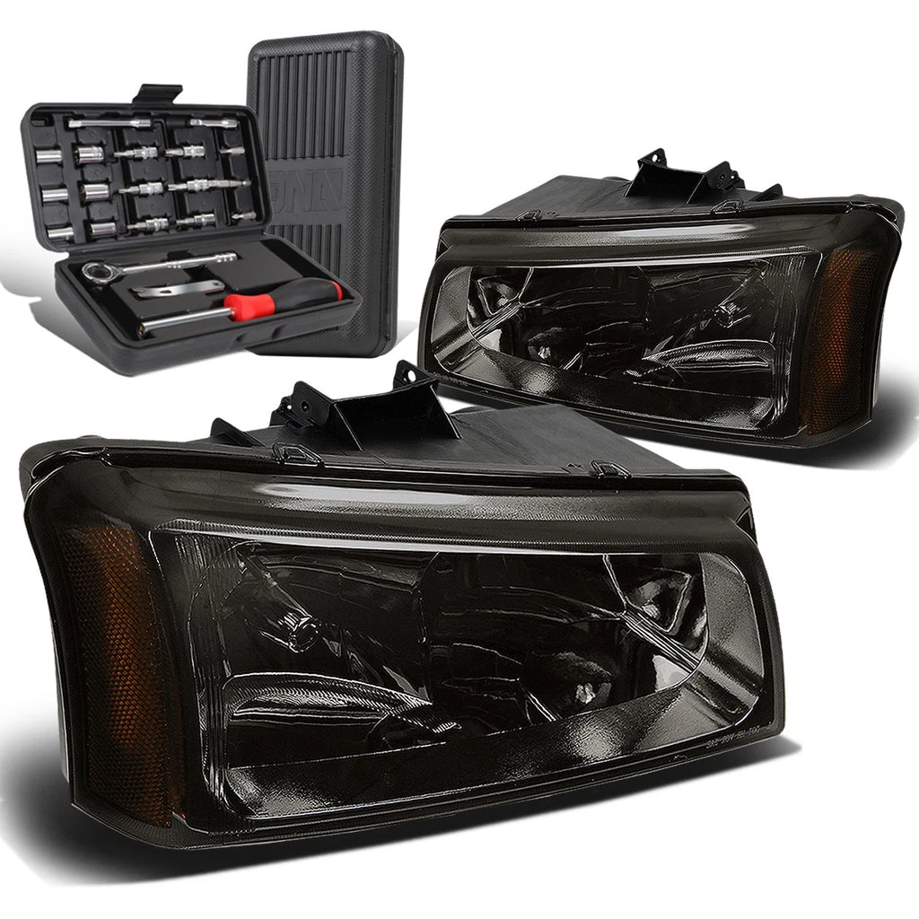Smoked/Amber Signal Upper Headlight Lamps for Chevy Silverado (2003–2006)