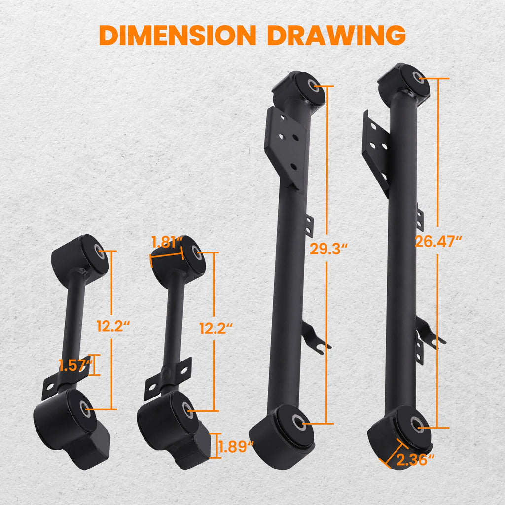 Set of 4 Rear Upper Lower Trailing Control Arms for Pathfinder QX4 (1997-2003)