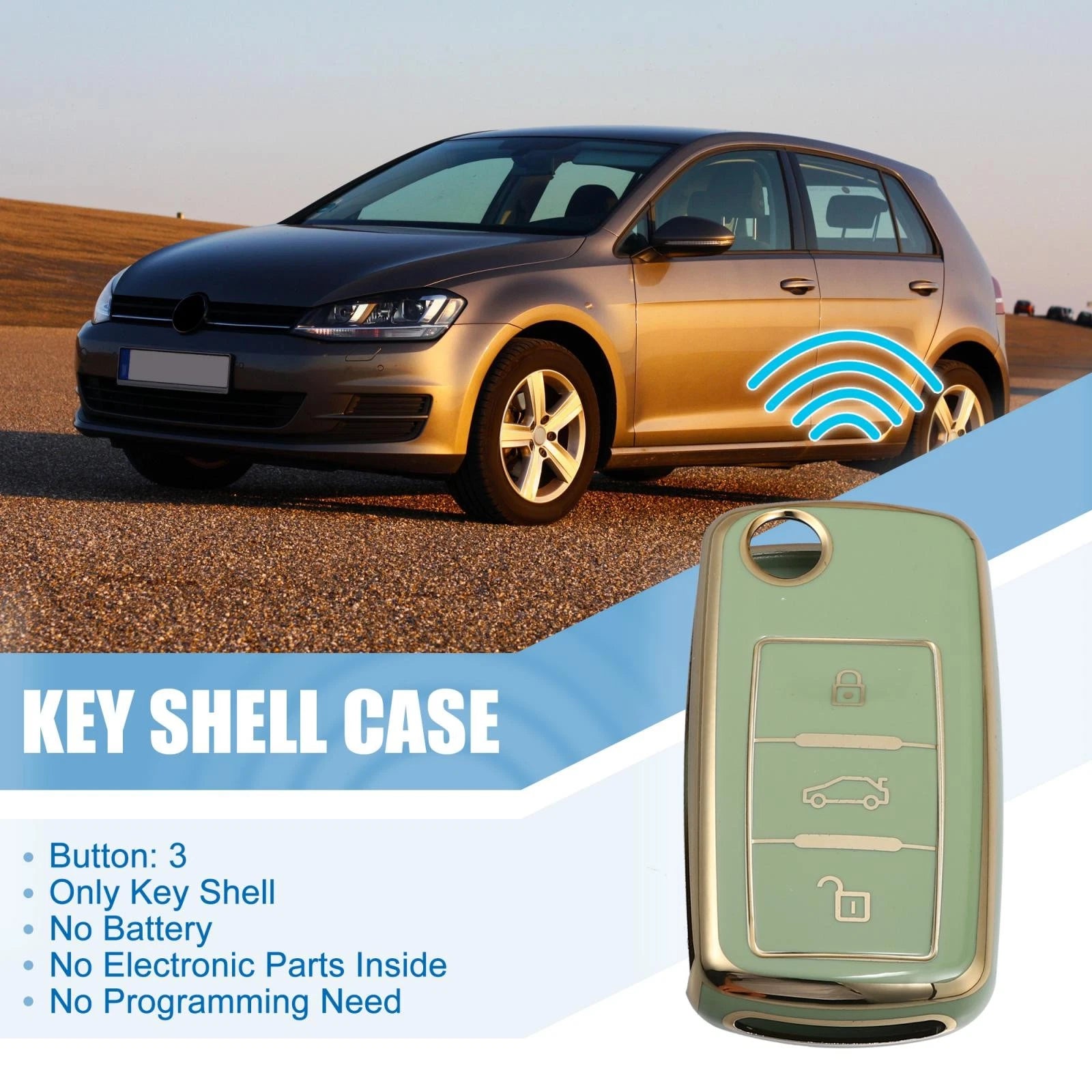 Silicone Key Fob Case Cover for Volkswagen Tiguan (2010–2017) - Green