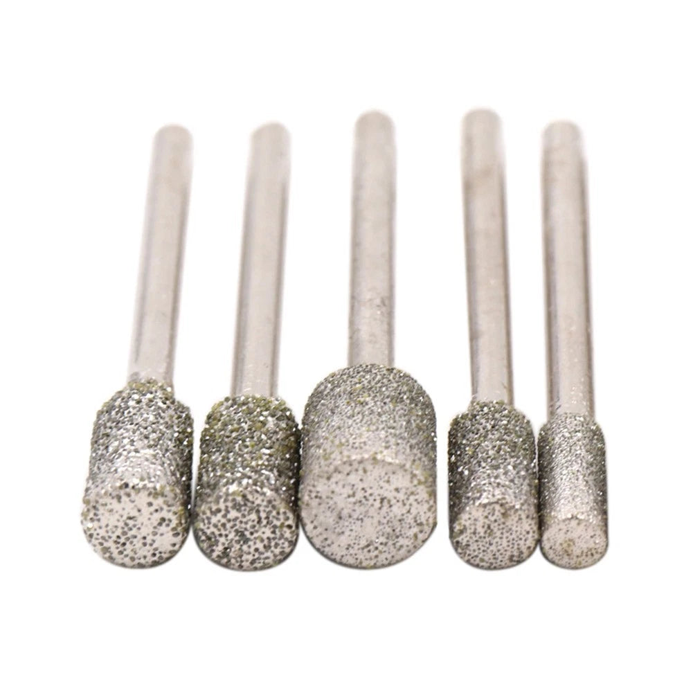 5Pcs 60Grit Diamond Grinding Burrs for Metal Jade Polishing (3-8mm)