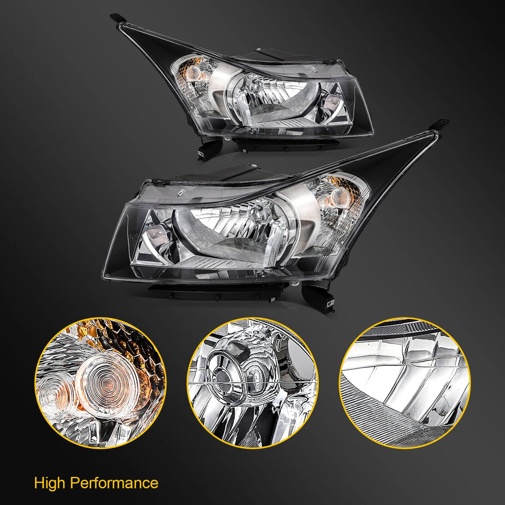 Headlight Set for Chevy Cruze 2011–2015 Black Housing