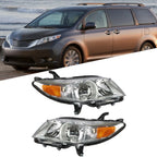 Headlight Assembly for Toyota Sienna (2011–2013) Chrome Clear Left & Right