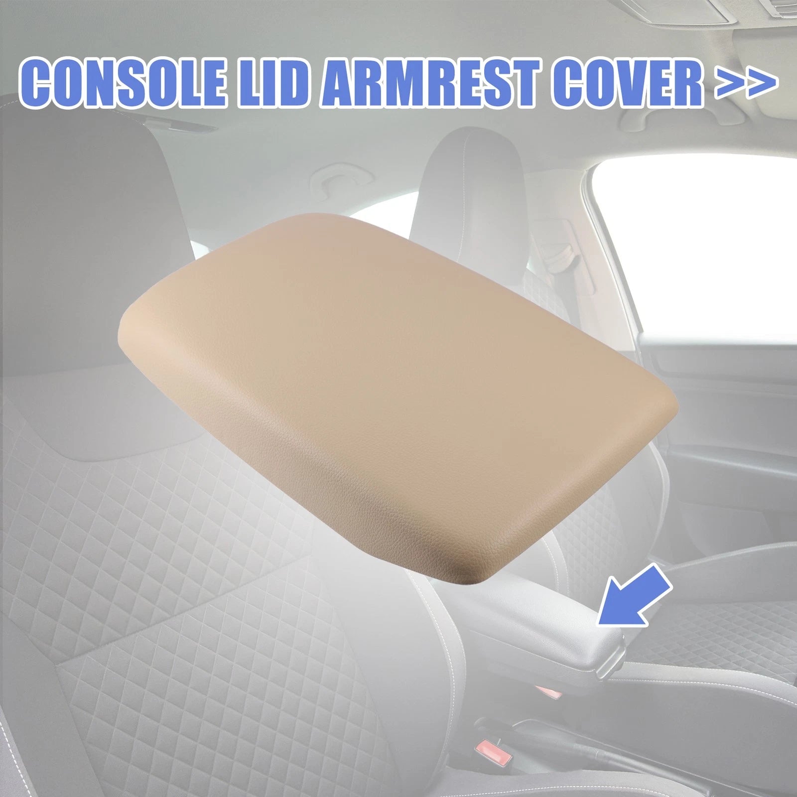 Center Console Armrest Cover for Toyota Highlander (2009–2014) Faux Leather Beige