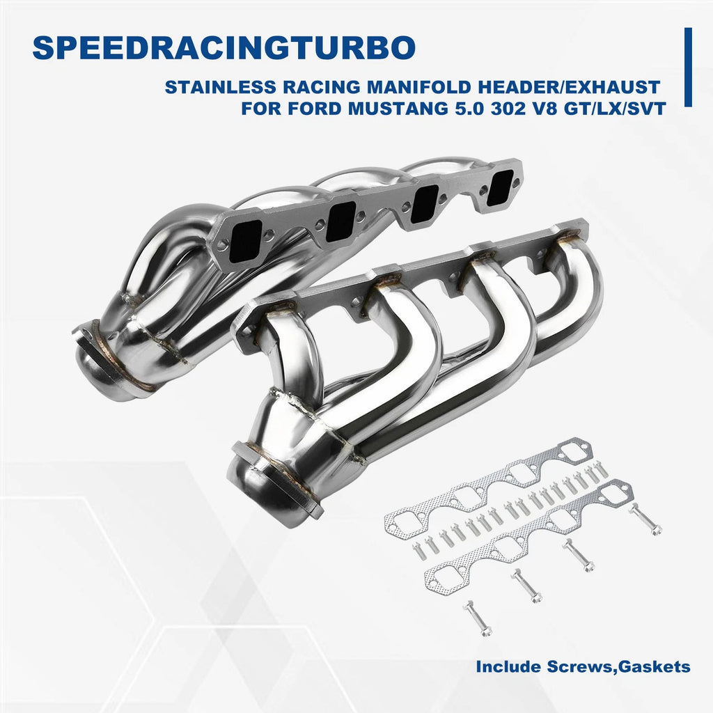 Stainless Racing Exhaust Manifold Header for Ford Mustang 5.0 302 V8 (1982–1993)