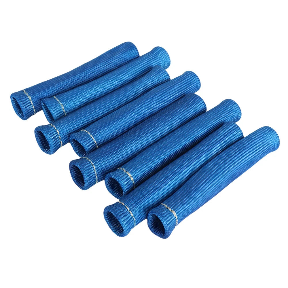 8Pcs Blue Spark Plug Wire Boots Heat Shield for SBC BBC 350 