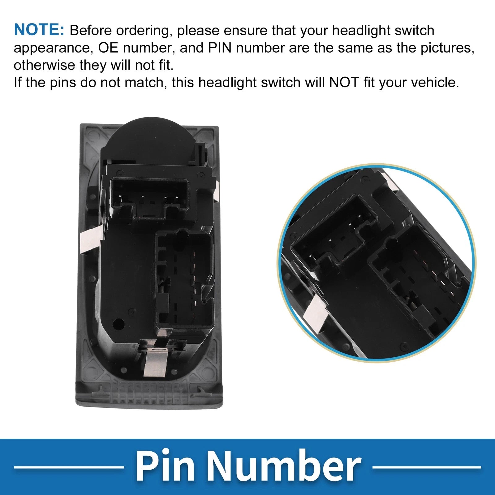 Headlight Switch for Ford F-250 Super Duty (2005–2007) No.5C3Z11654AAA Black