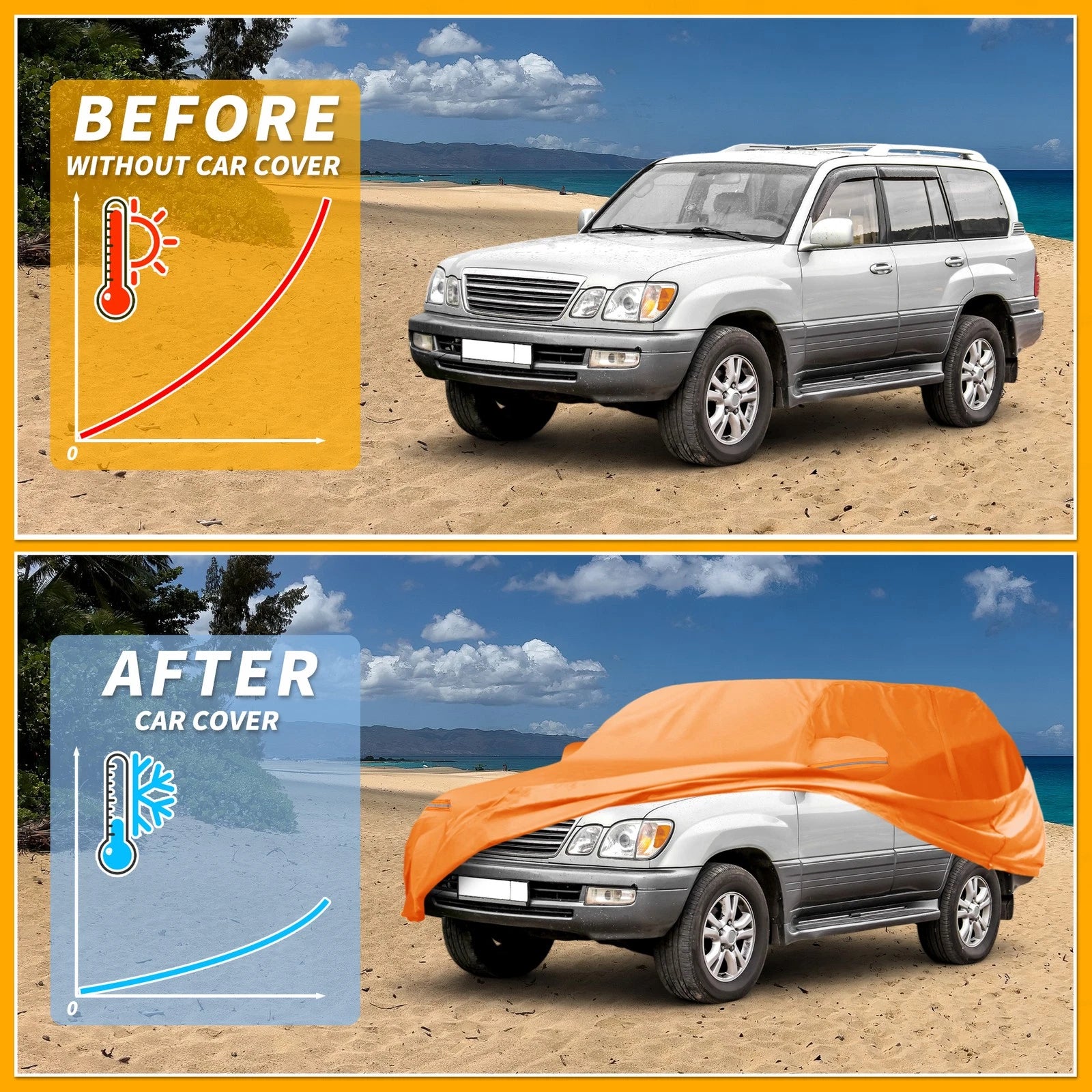 Waterproof Car Cover for Lexus LX (210D-PU, All Weather, Orange)