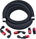 20FT Stainless Steel Braided Oil Fuel Hose Line AN6 Fitting for Universal