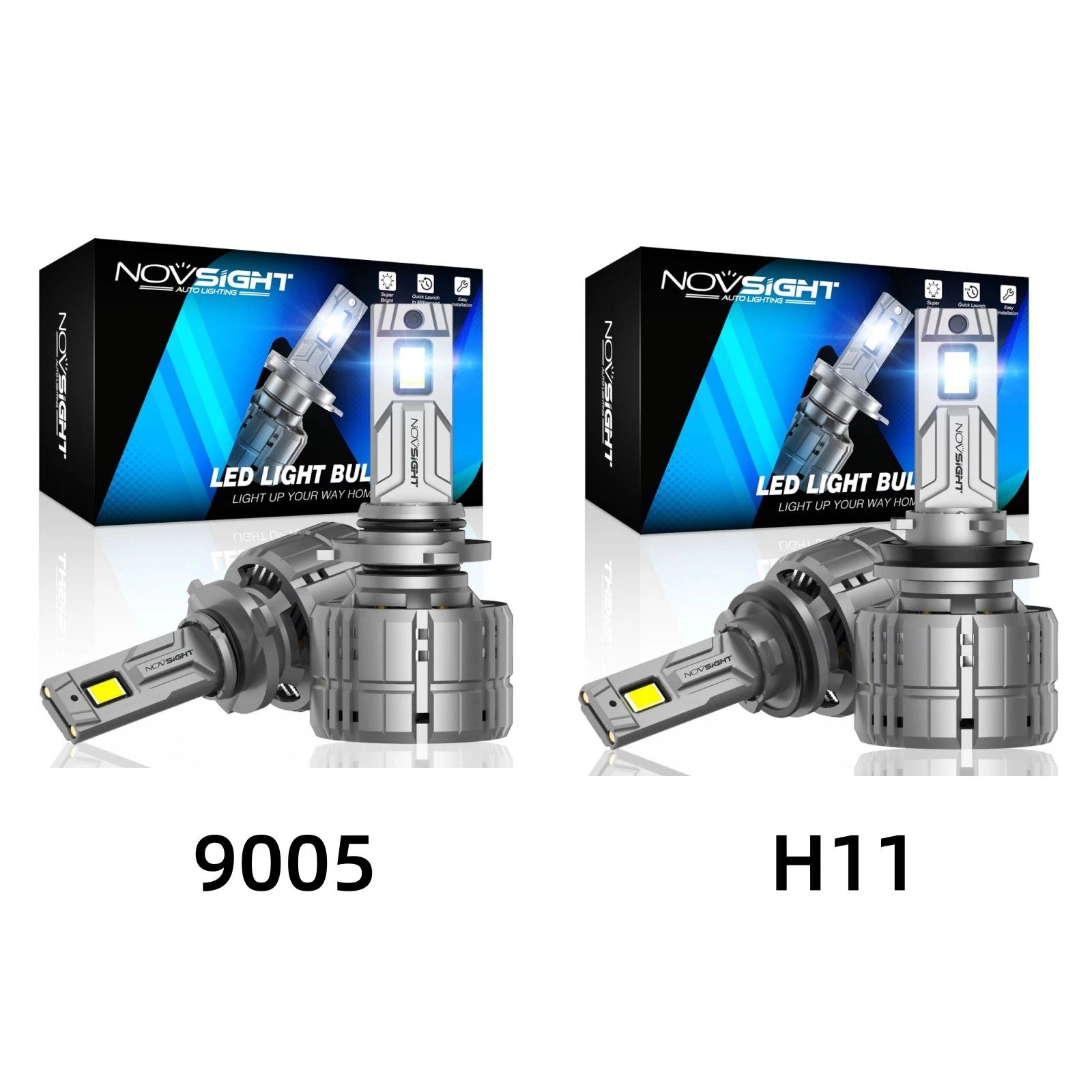 2X NOVSIGHT 9005 H11 LED Headlight Combo 6500K 400W 80000LM for Ford