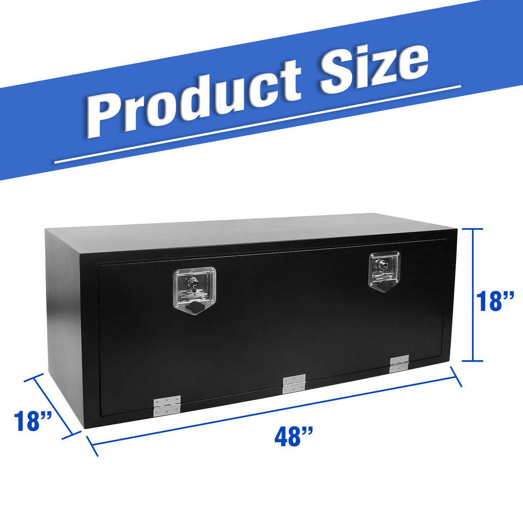 Tool Box for Pickup Truck (48"X18"X18") - Black Steel with Lock & Key