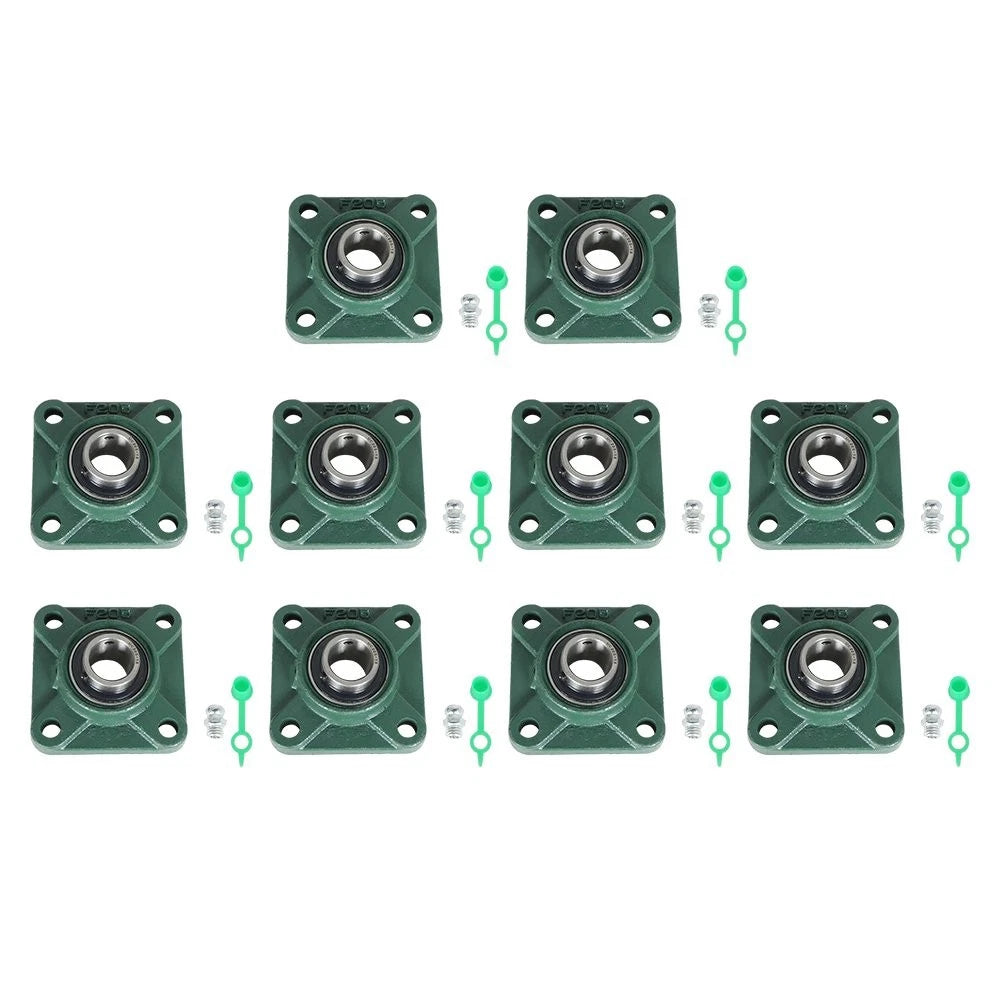 Set of 10 Pillow Block Flange Bearings for UCF205 (1" Bore)