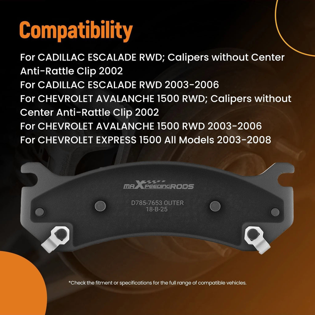 8x Ceramic Brake Pads for Chevrolet Tahoe RWD (2002–2006) P-785 P-974A