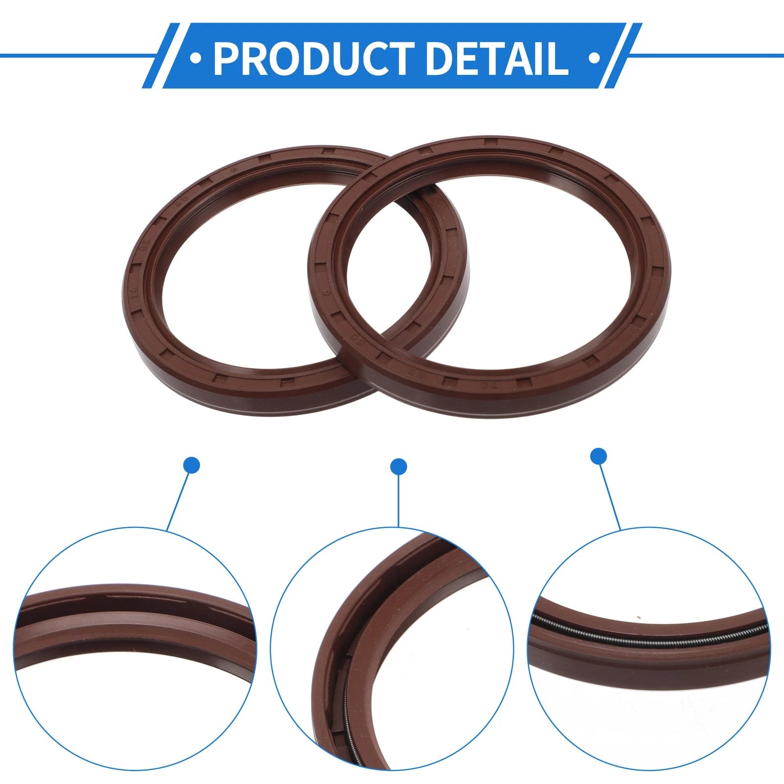 Set of 2 Oil Seal Rotary Shaft Seal FKM Rubber 65x80x8mm