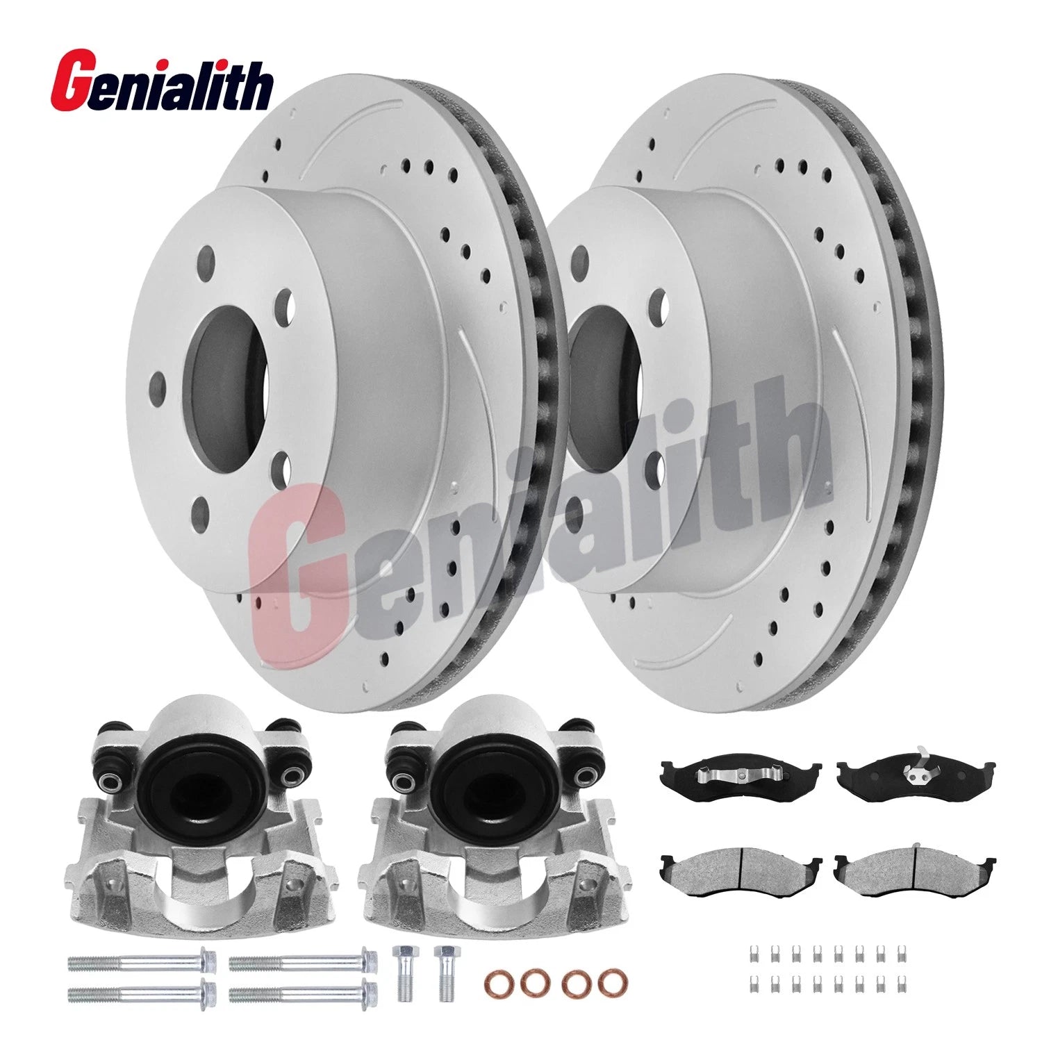 Front Brake Calipers with Ceramic Pads & Rotors for Jeep Wrangler Cherokee (1999–2006)