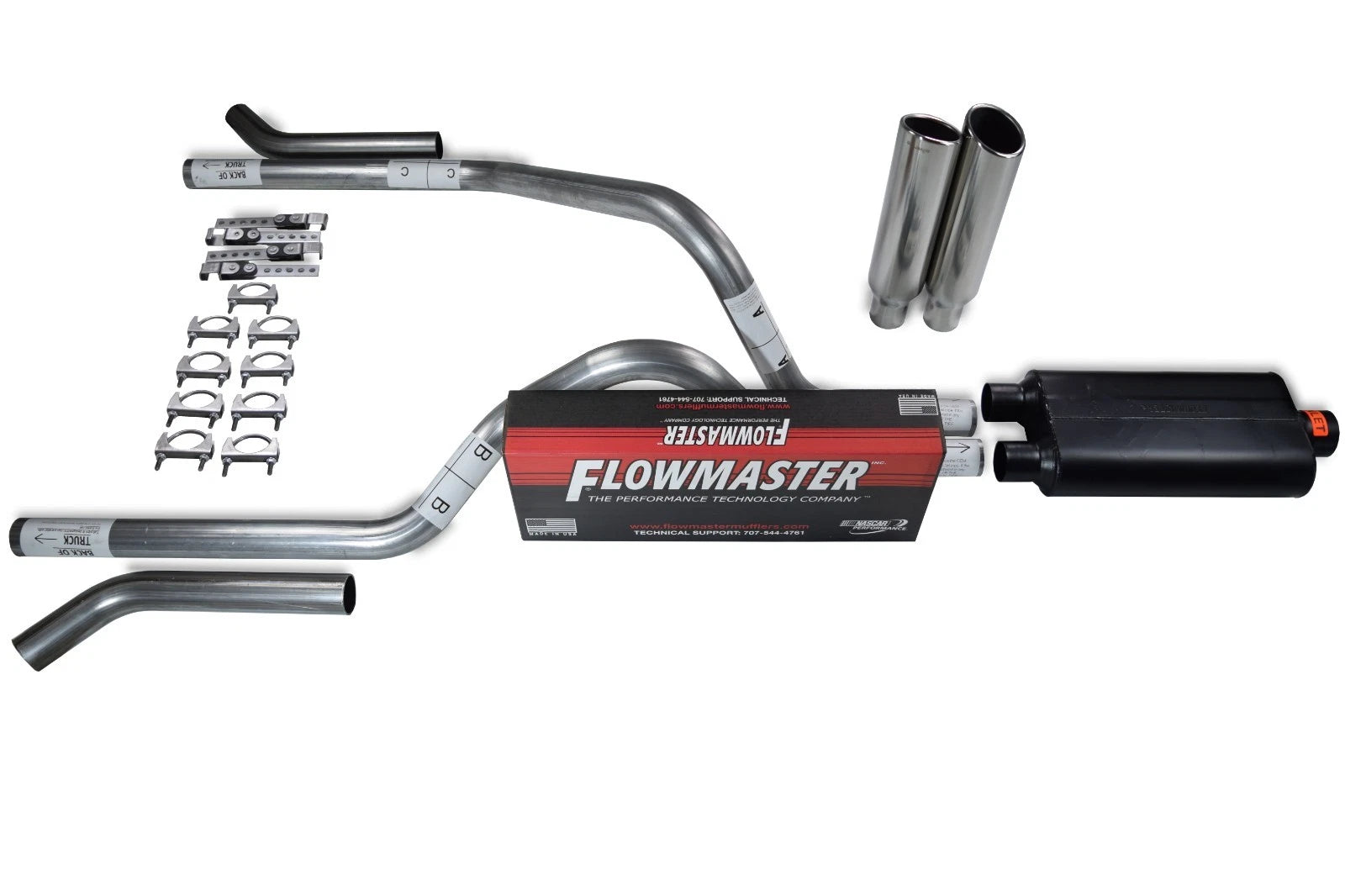 2.5" Dual Exhaust Kit for Dodge Dakota (1987–1996) Flowmaster 50 Corner Clamp