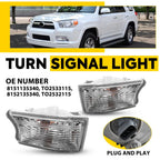 2X Clear Lens Front Bumper Turn Signal Lights for Toyota 4Runner (2010–2014)