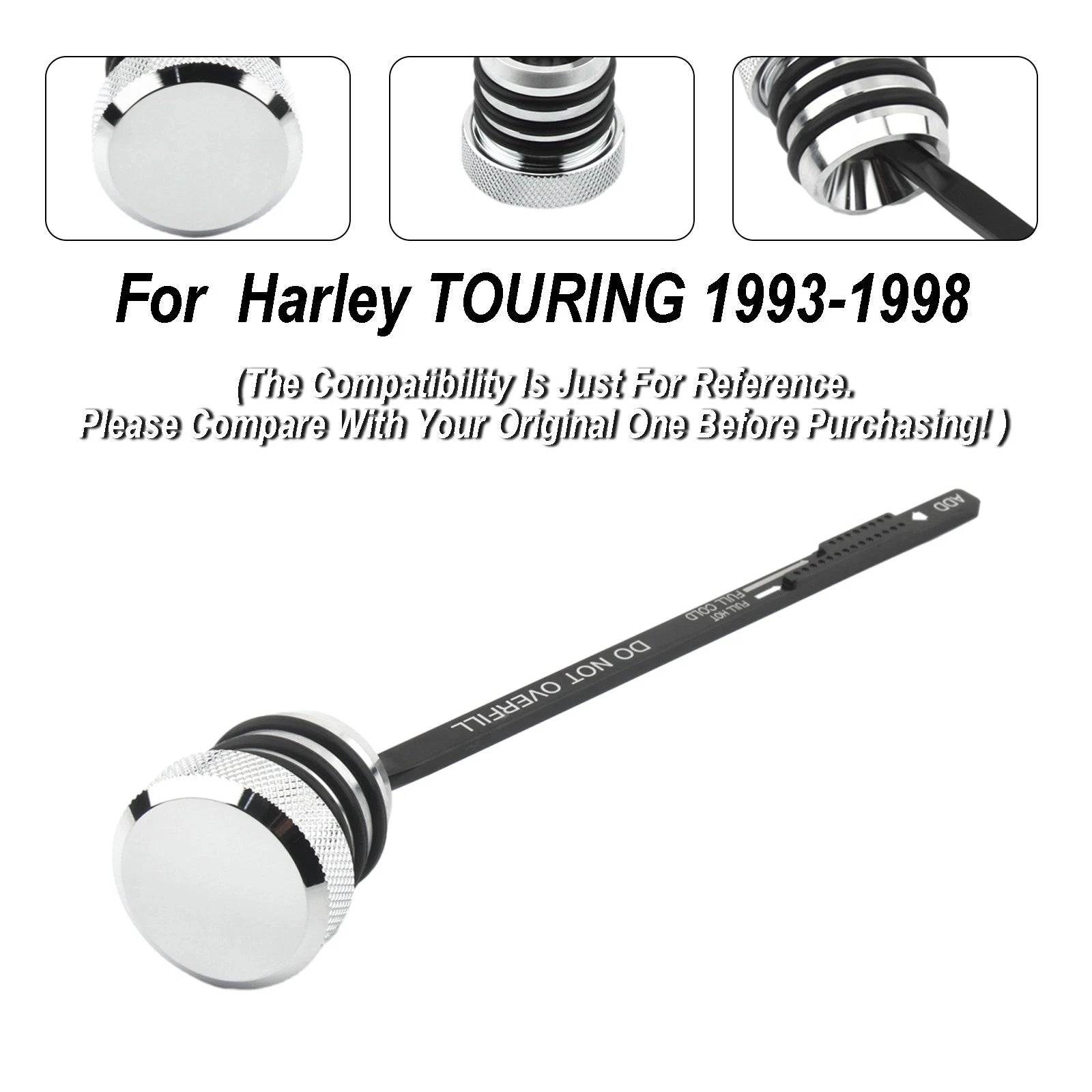 Oil Dipstick Tank Cap Plug 0710-0002 for Harley Touring FLHT FLHS FLTC (1993–1998)