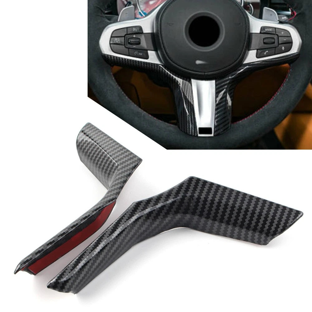 2X Carbon Fiber Steering Wheel Cover Trim for BMW 3 Series G20 (2019–2021)