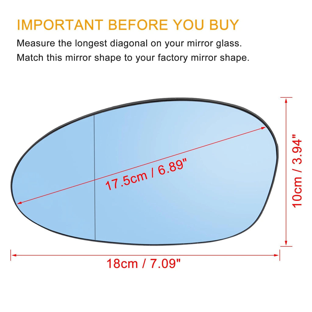 Heated Driver Mirror Glass w/ Backing Plate 51167157247 for BMW E82 E90 E91 E92