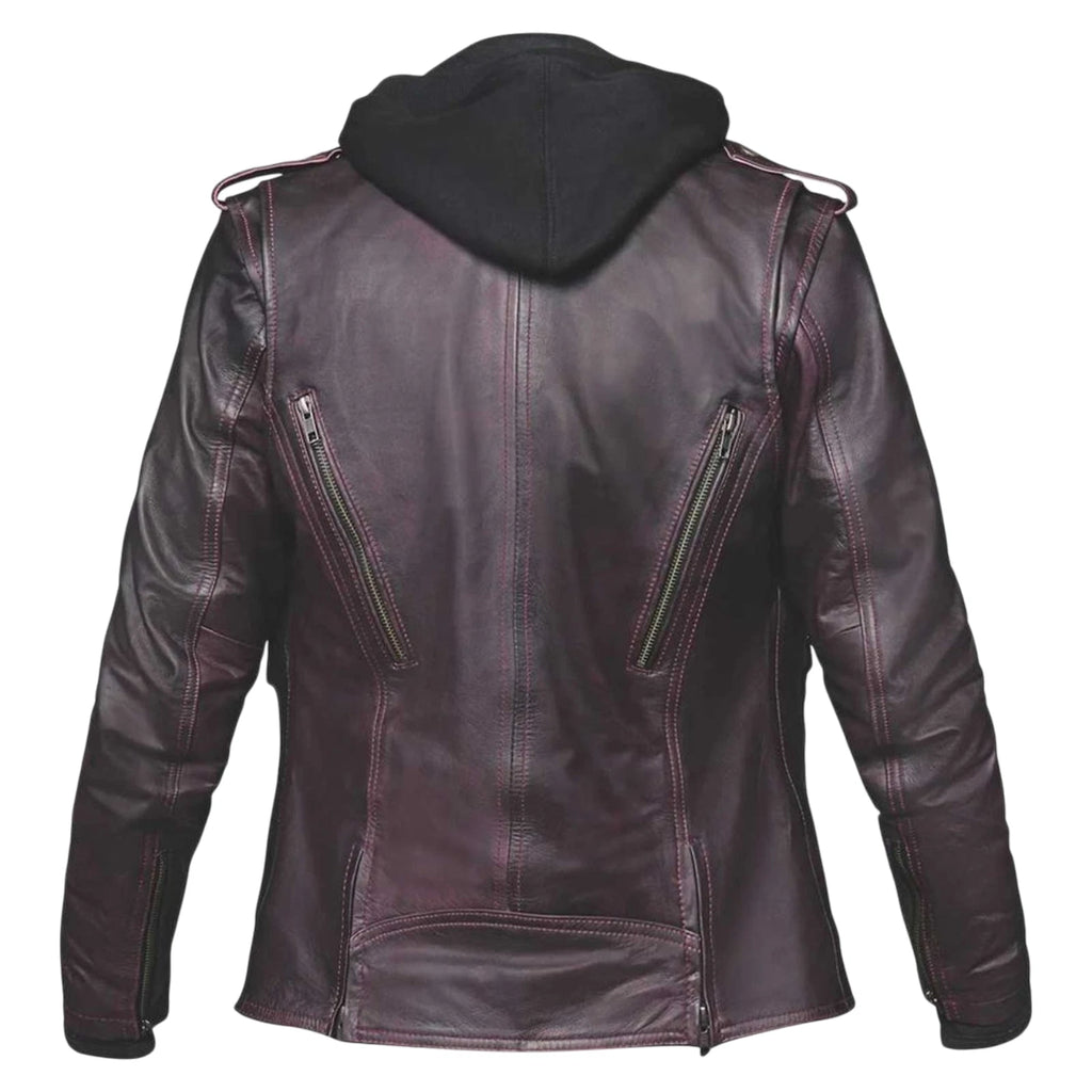 3X Purple Lambskin Leather Motorcycle Jackets for Women (Medium)
