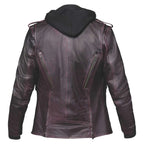 3X Purple Lambskin Leather Motorcycle Jackets for Women (Medium)