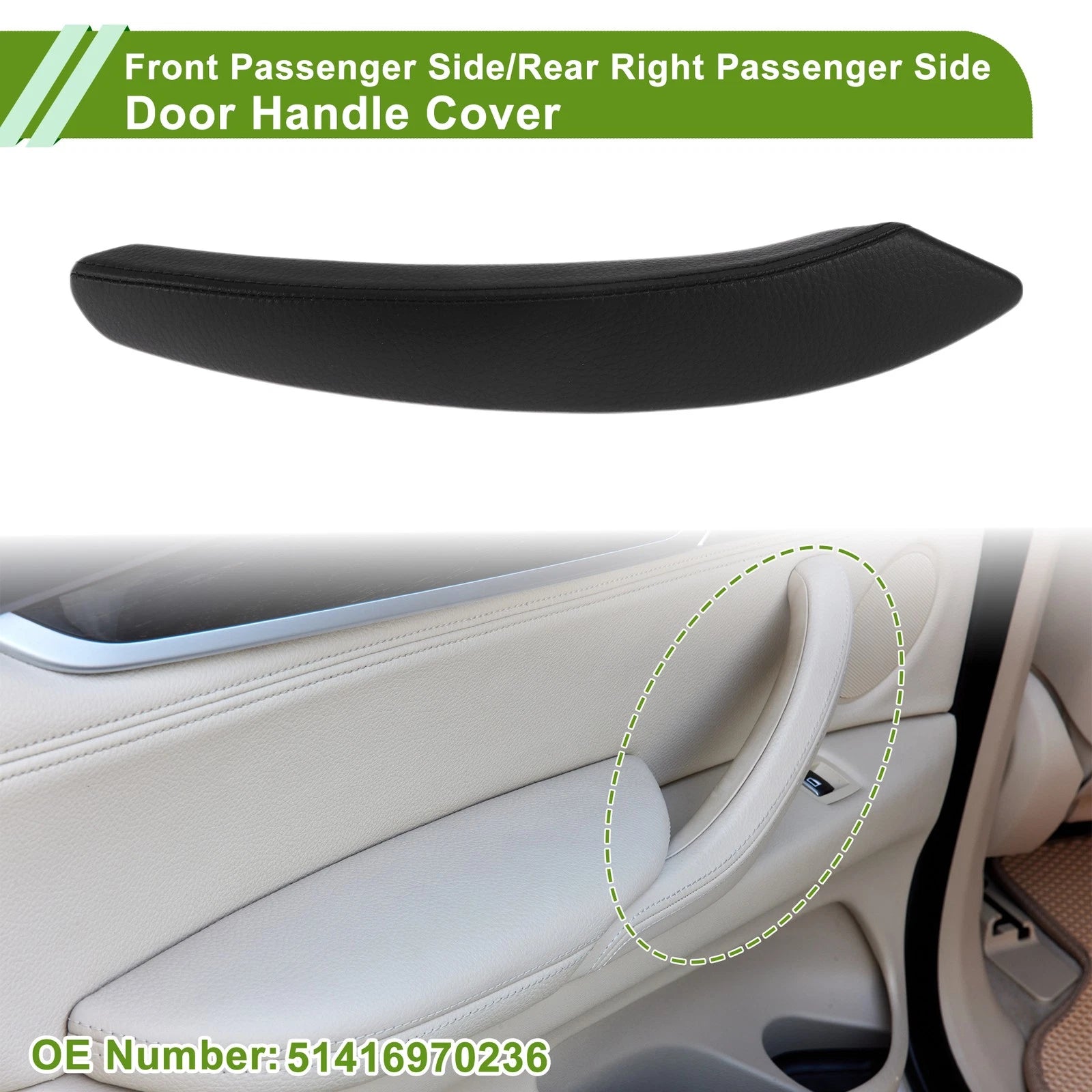 Door Panel Handle Pull Trim Cover for BMW X5 (2008–2013) No. 51416970236 Black