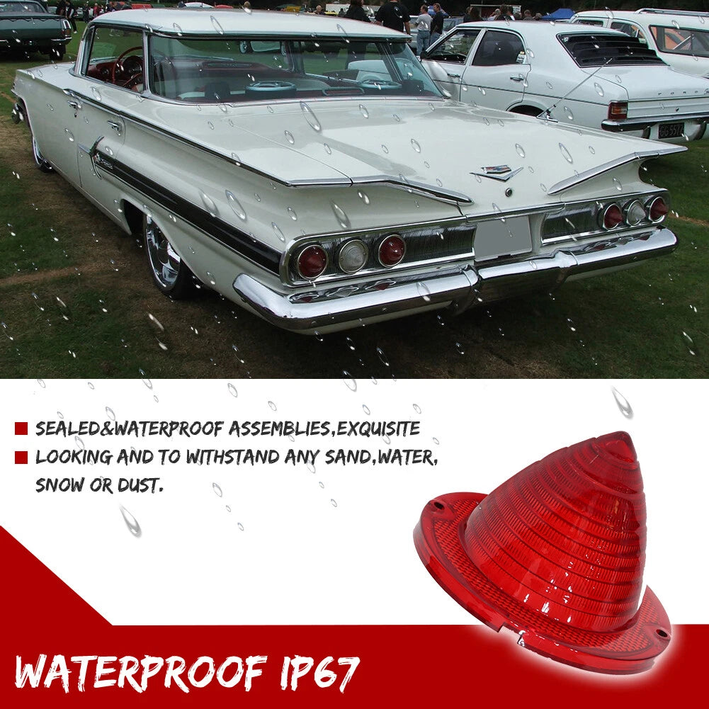 Set of 2 Red Tail Lamp & Clear Backup Light Lenses for Chevrolet Bel Air 1960-1961