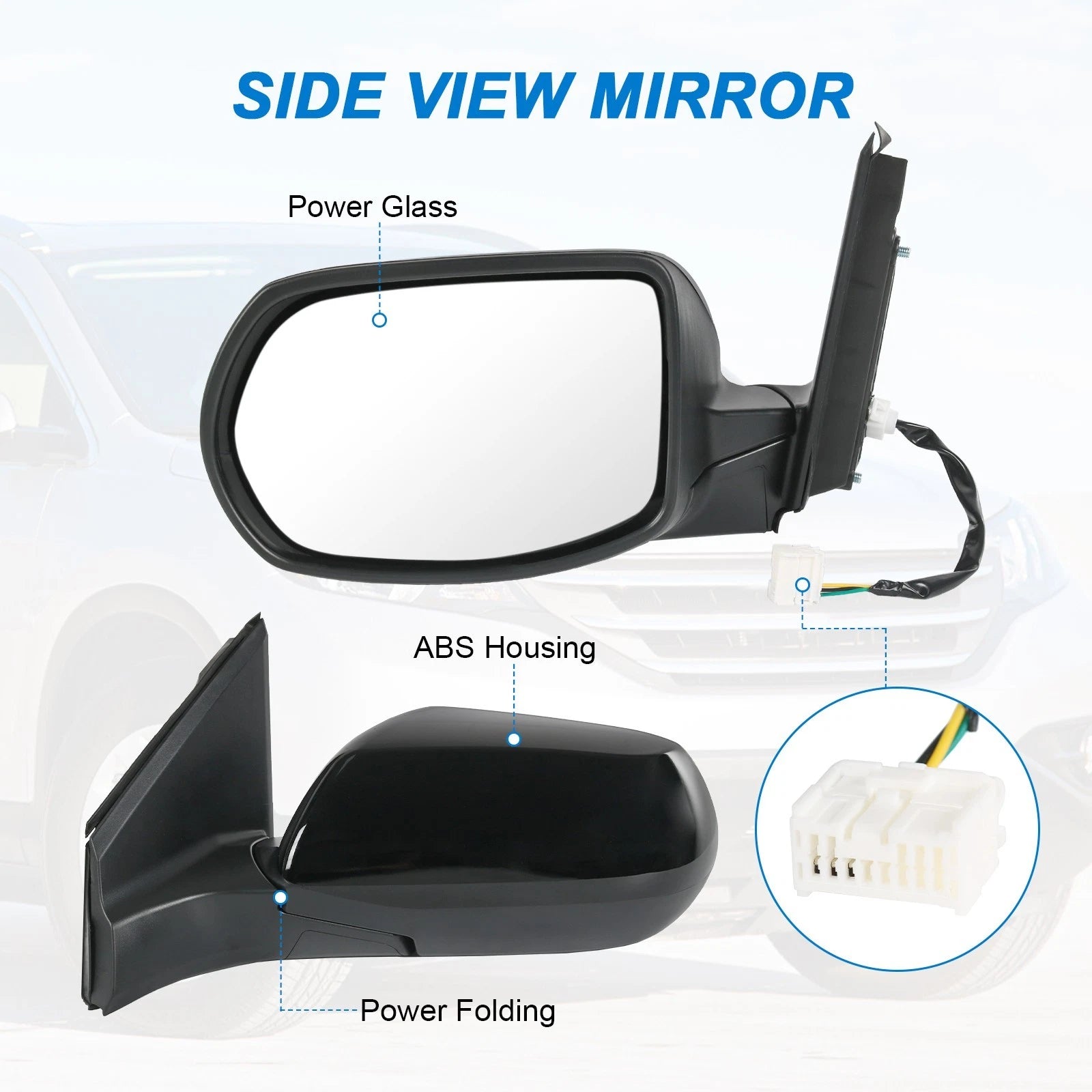 Power Textured Black Driver Side Mirror for Honda CR-V (2012-2016)