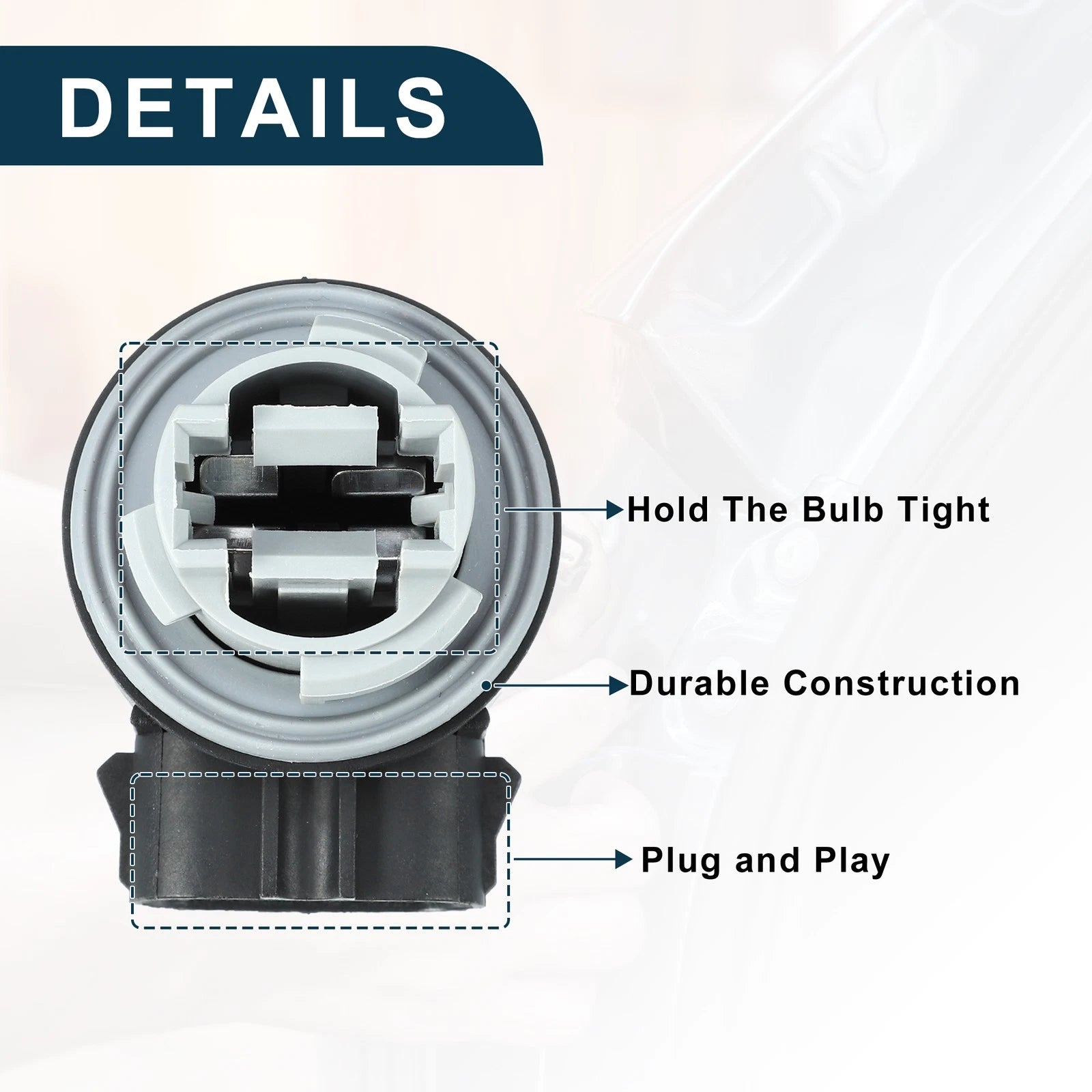 2Pcs 3157 Front Parking Turn Signal Light Socket for Ford (No.F17B13411AB)