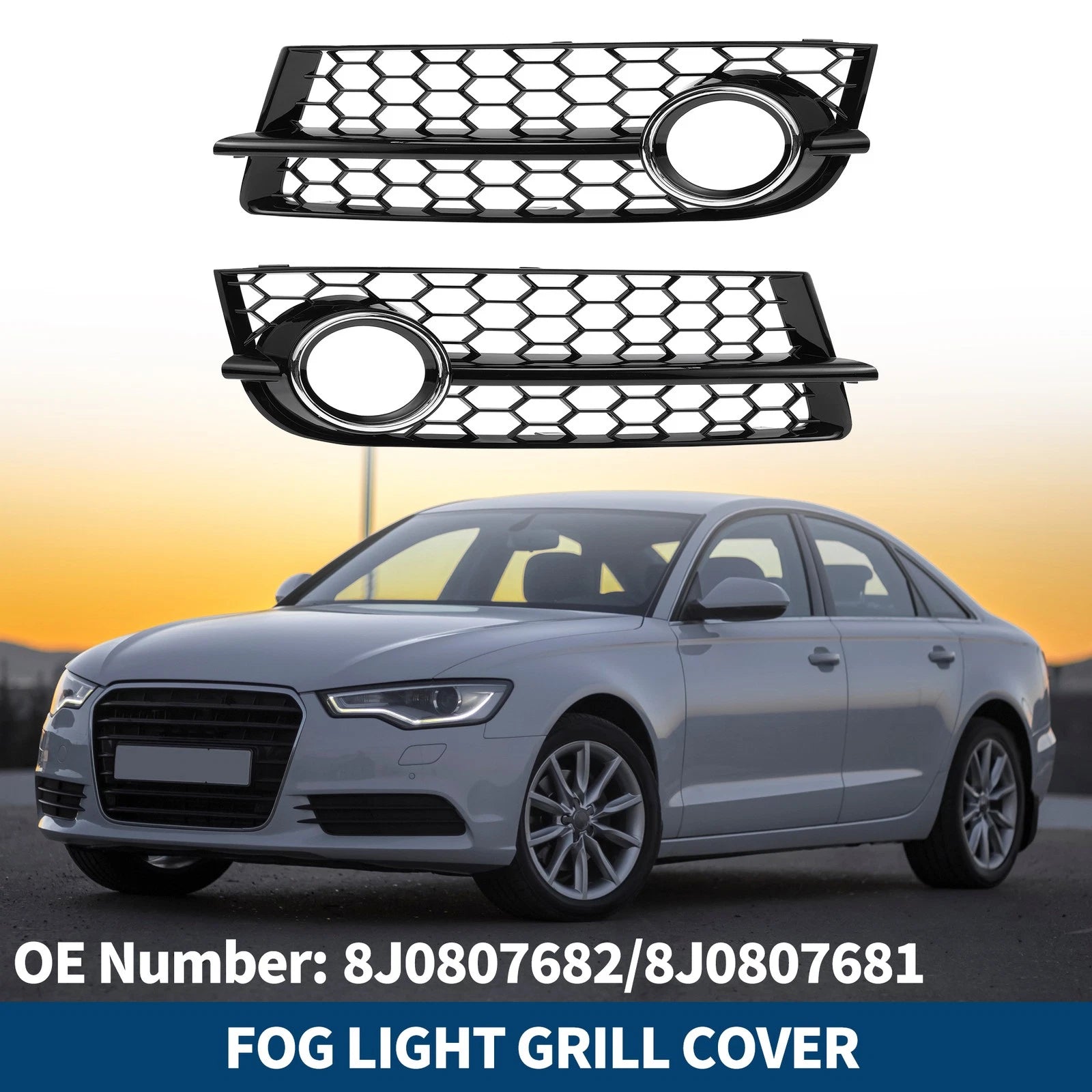 1 Pair Front Fog Light Grill for Audi TT 8J (2006–2014) No. 8J0807682/8J0807681