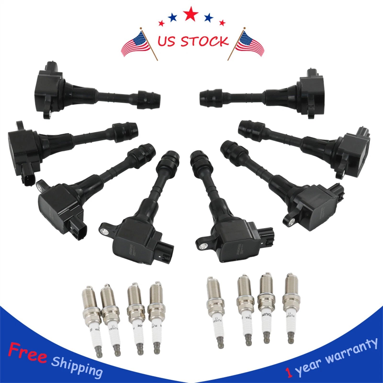 Set of 8 Ignition Coil Spark Plugs for Nissan Armada Titan Infiniti (2004–2007)