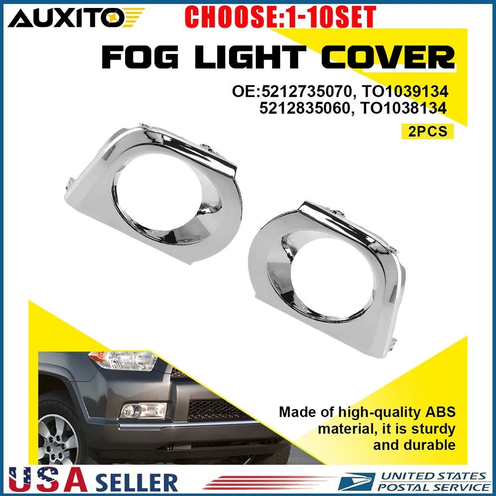 Set of 2 Fog Light Covers for Toyota 4Runner (2010–2013) Chrome Bezel Trim