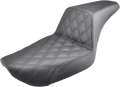 SADDLEMEN Step-Up Seat for Dyna (896-04-172) - Front Lattice Stitch - Black