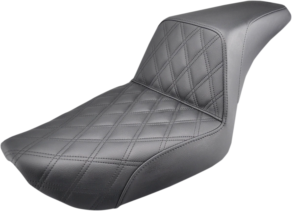 SADDLEMEN Step-Up Seat for Dyna (896-04-172) - Front Lattice Stitch - Black