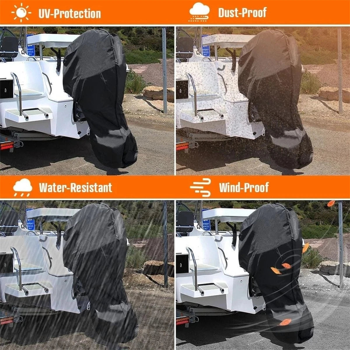 Outboard Motor Engine Cover for Universal 30-60 HP (Black)