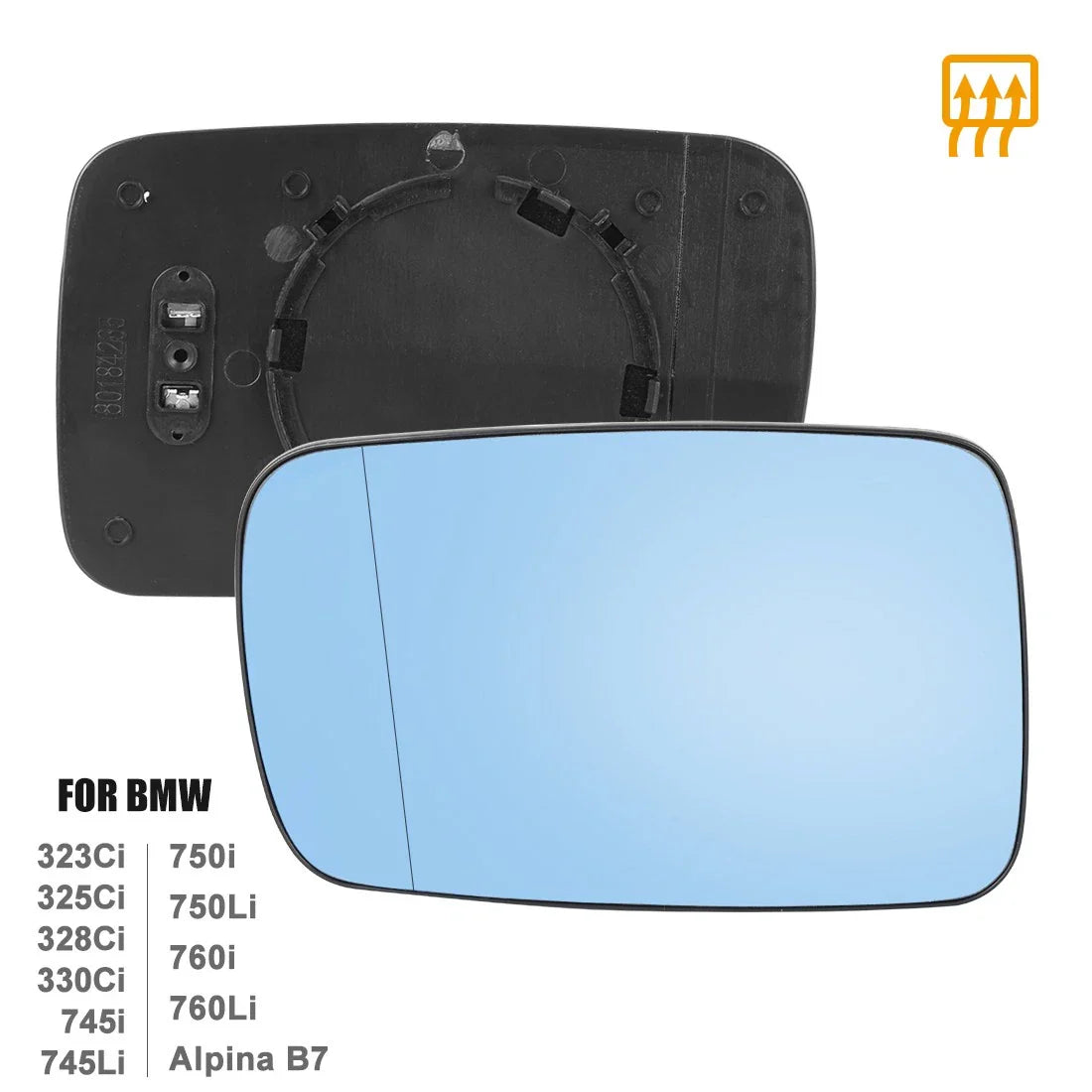 Mirror Glass Heated with Backing Plate LH Left Side for BMW 325Ci 760Li