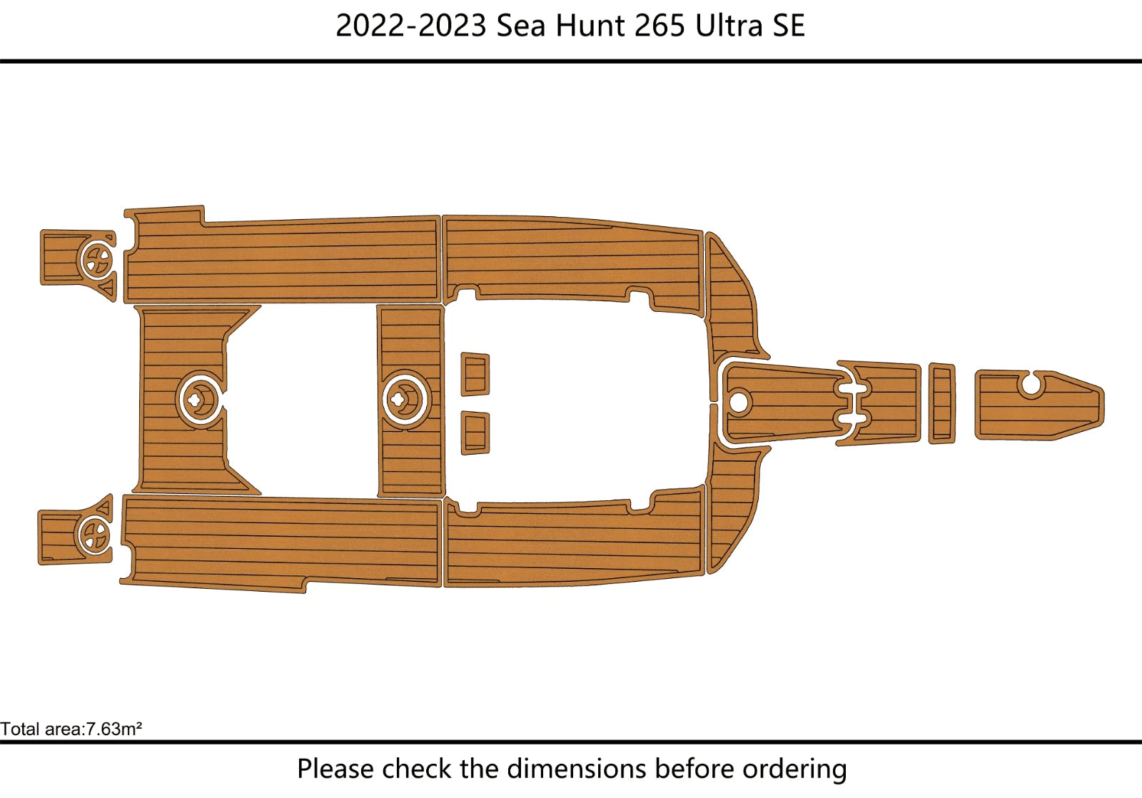 EVA Pad Foam Teak Faux Deck Flooring Mat for Sea Hunt Ultra 265 SE (2023)