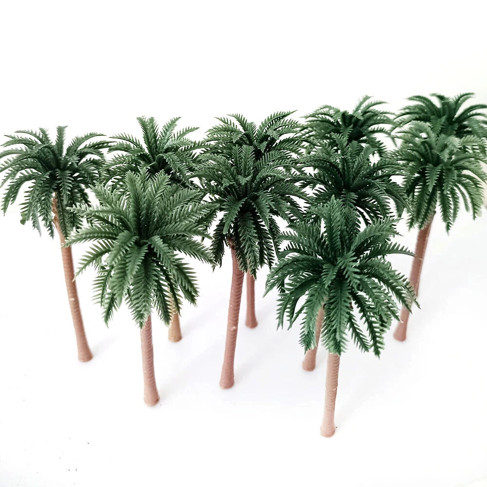 10Pcs 4.33" Coconut Palm Trees for Garden Railway Landscape Scenery