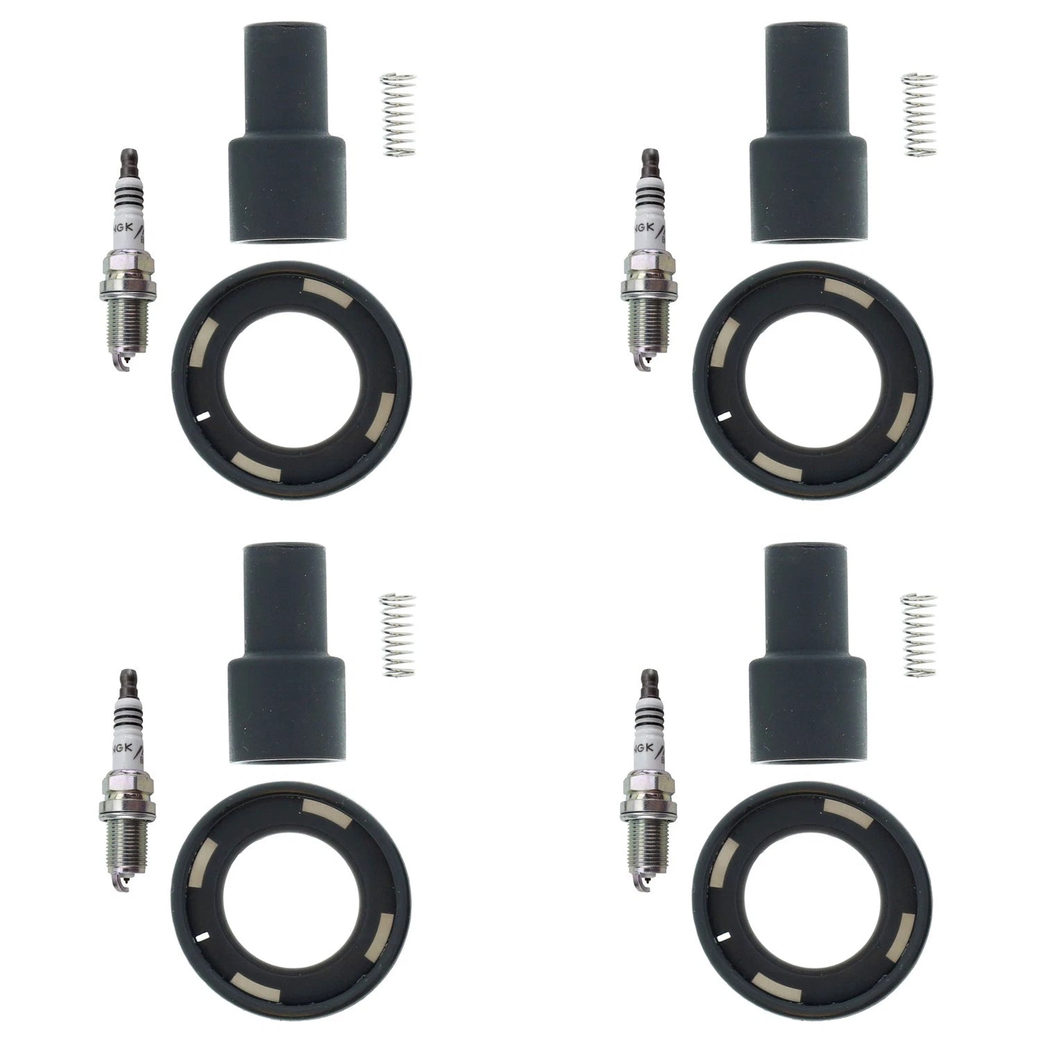 Set of 4 NGK Iridium IX Spark Plugs & Denso Coil Boots for Camry RAV4 Solara (2002–2006)